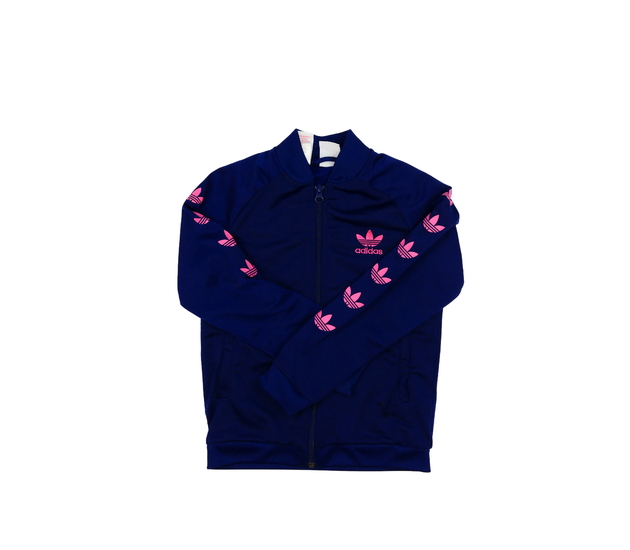 Tmavě modrá mikina s růžovými detaily Adidas 