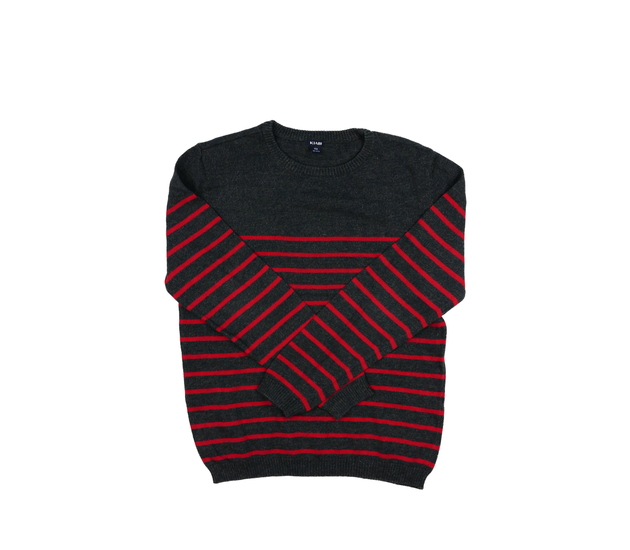 Tmavší pruhovaný přízový svetr 