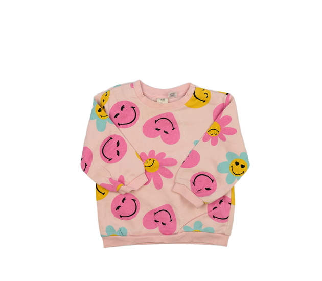 Růžová mikina se srdíčky a smajlíky H&M