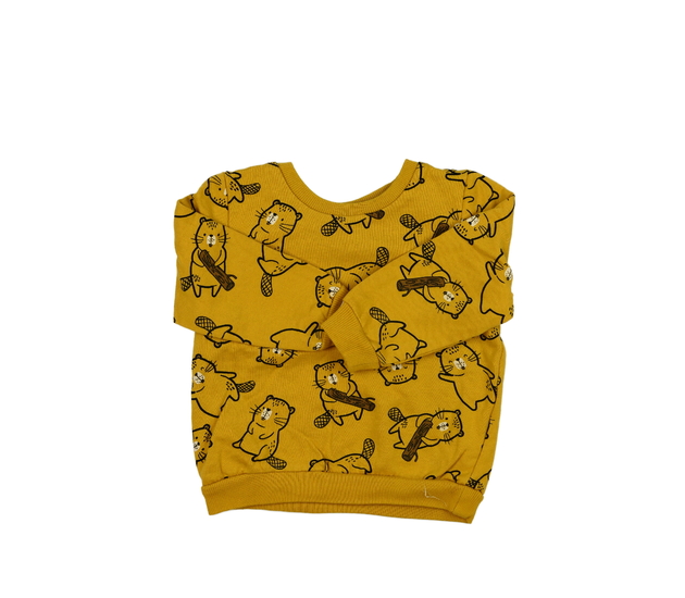 Žlutá mikina s bobrem 