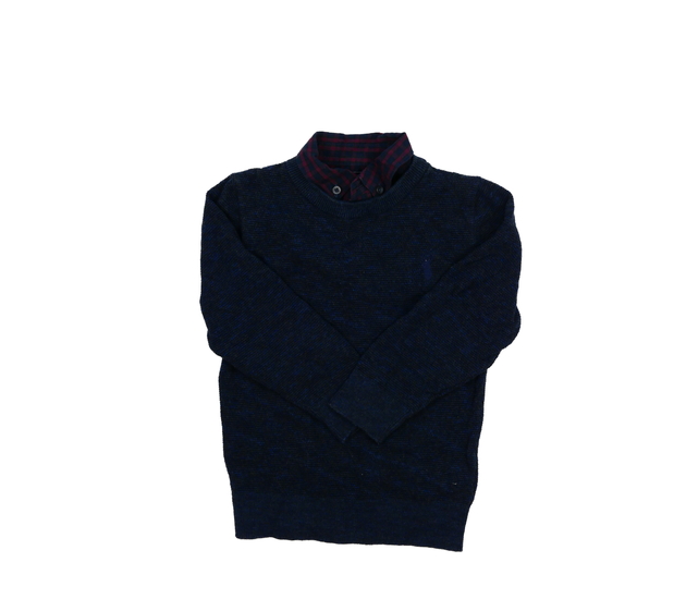 Tmavě modrý svetr s košilovým detailem Next