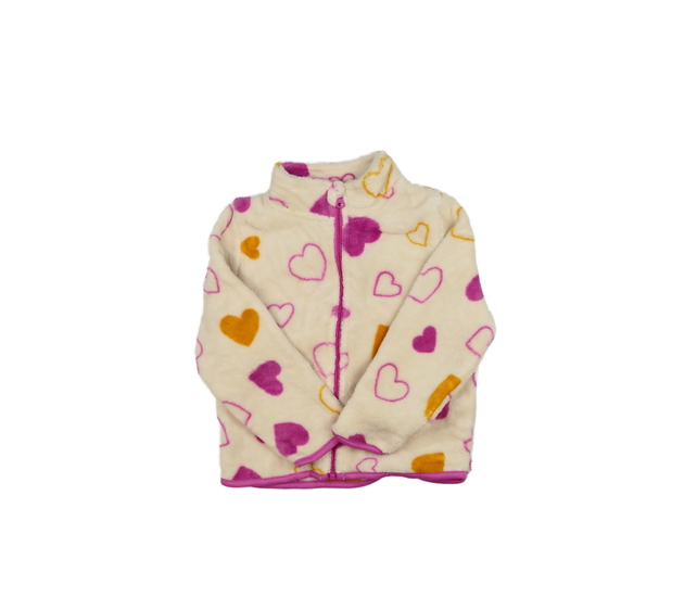 Krémová chlupatá mikina se srdci 