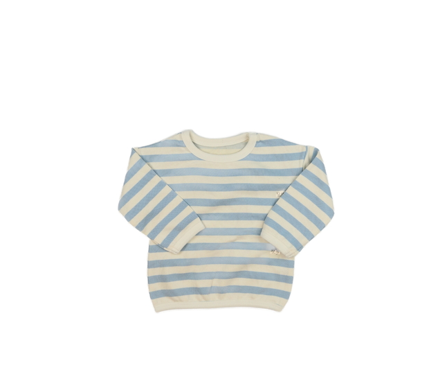Nová krémovo-modrá pruhovaná mikina