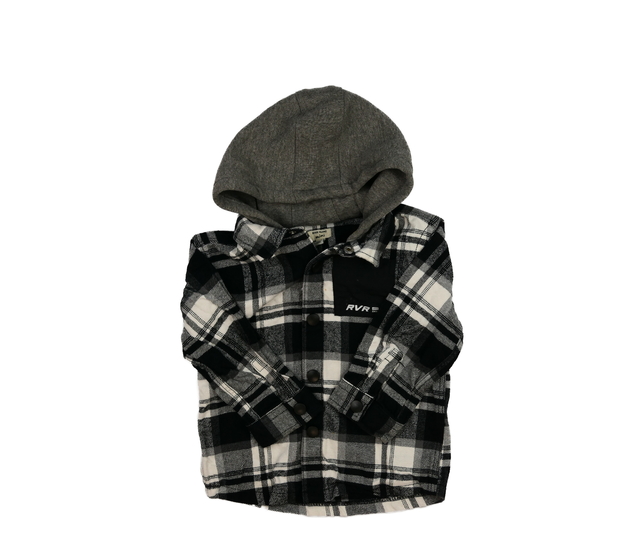 Košilový kabátek s kapucí černo-bílý River Island 