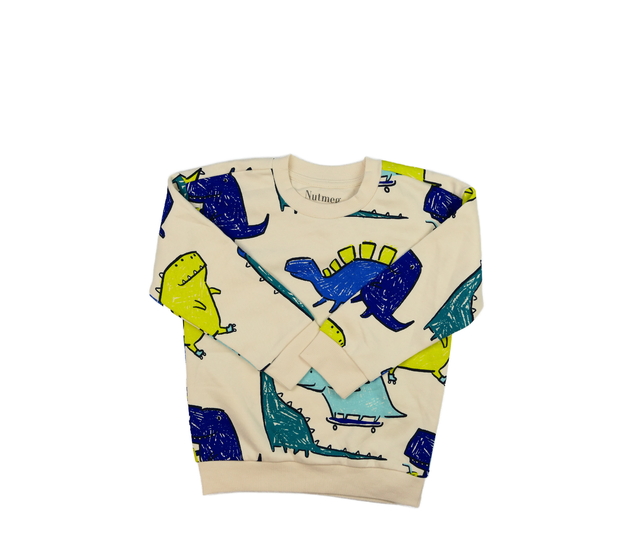 Krémová dinosauří mikina Nutmeg