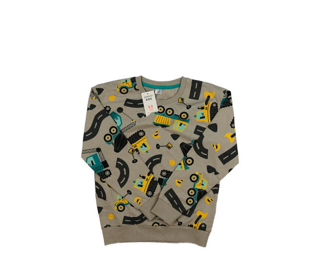 Nová šedá mikina se stavebními stroji