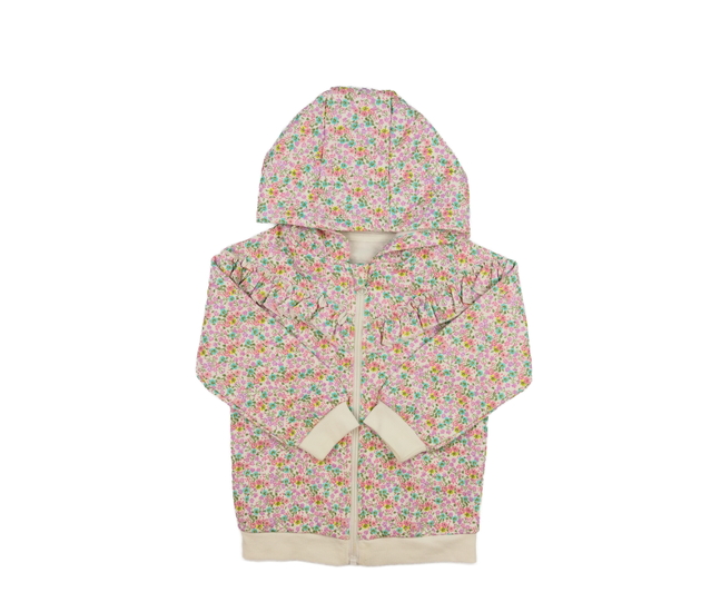 Krémová květinová mikina s volánky 