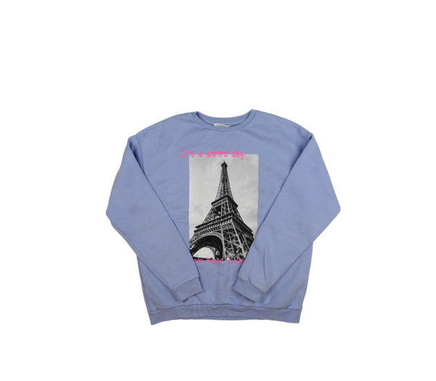 Modrá mikina s motivem Paříže Primark 