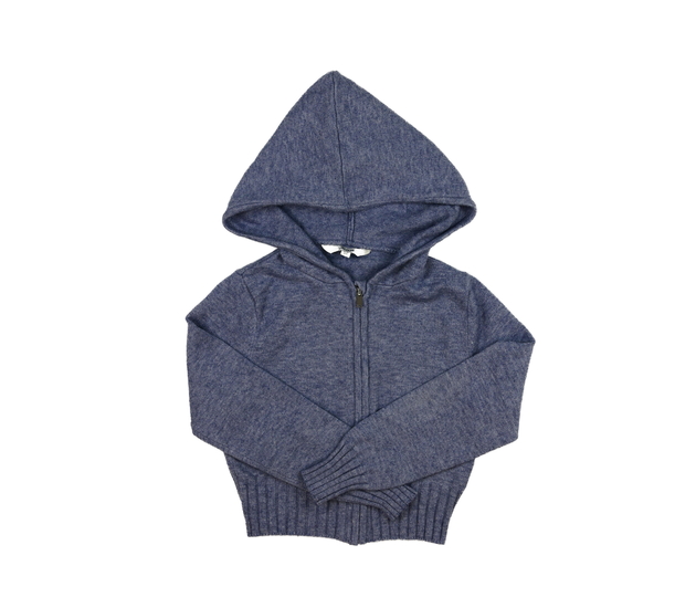 Modrý crop svetřík na zip s kapucí 