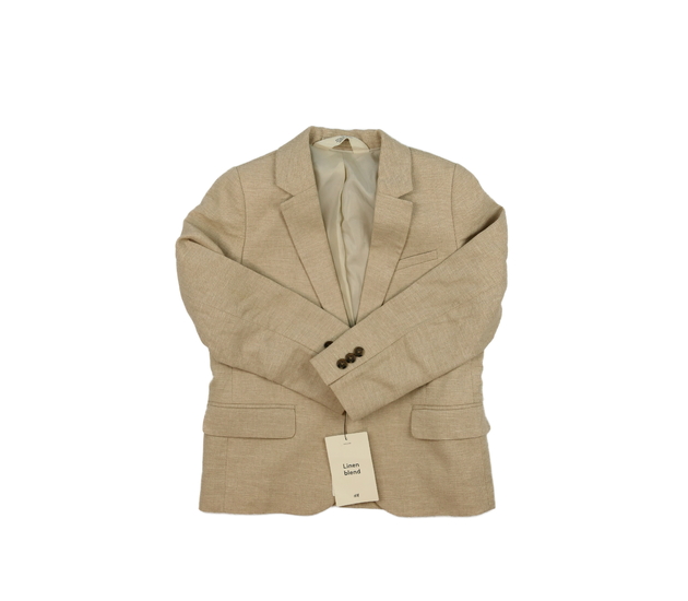 Nové hnědé společenské lněné sako H&M