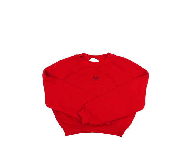 Červená crop mikina se srdcem H&M