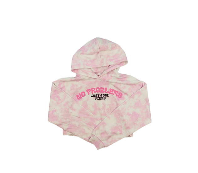 Růžová batikovaná crop mikina 