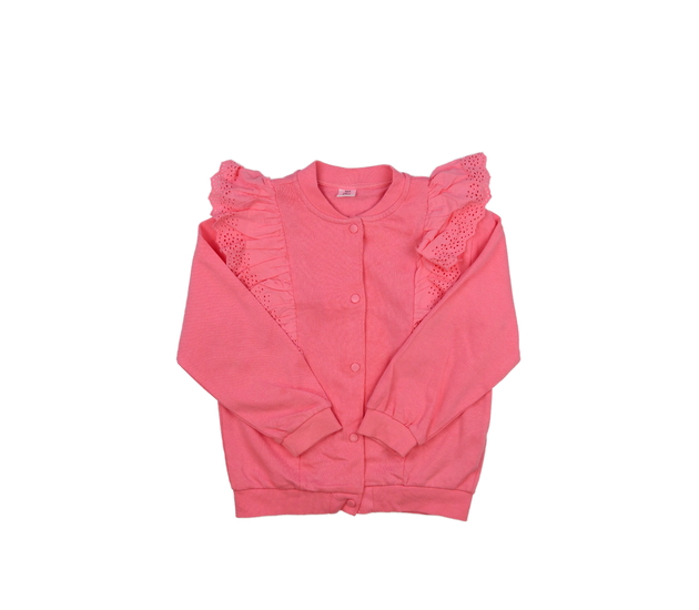 Růžová mikina s volánky na patenty 