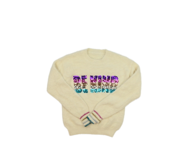 Krémový žinylkový svetr s flitry 