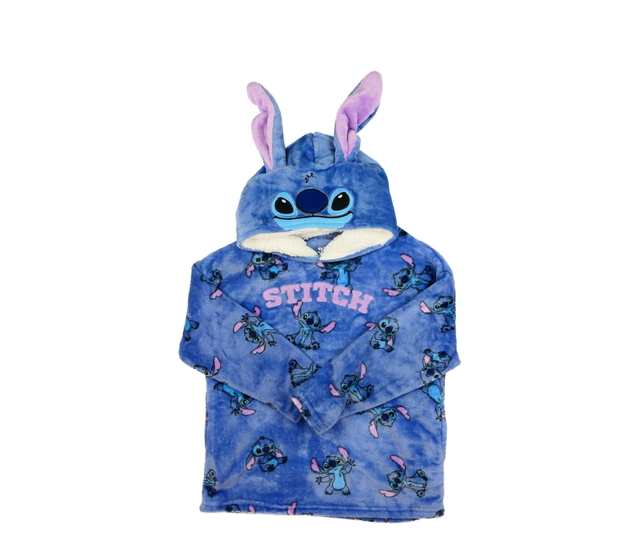 Modrá teplá volnočasová oversize mikina Stitch