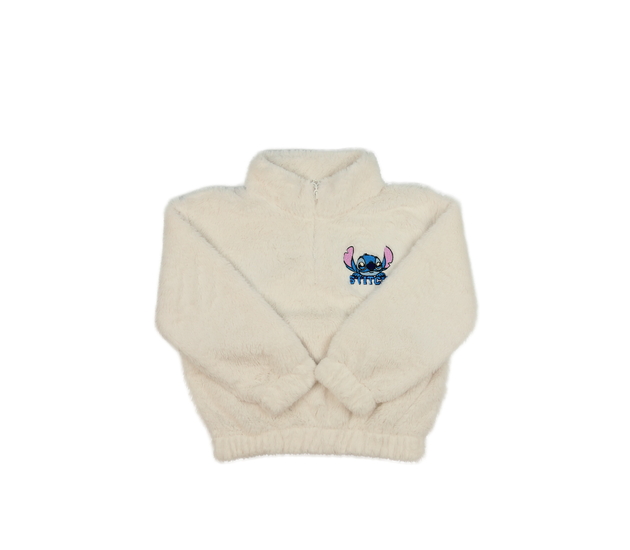 Krémová chlupatá mikina Stitch 