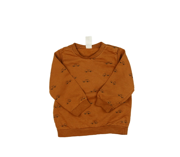 Hnědá slabší mikina s auty H&M