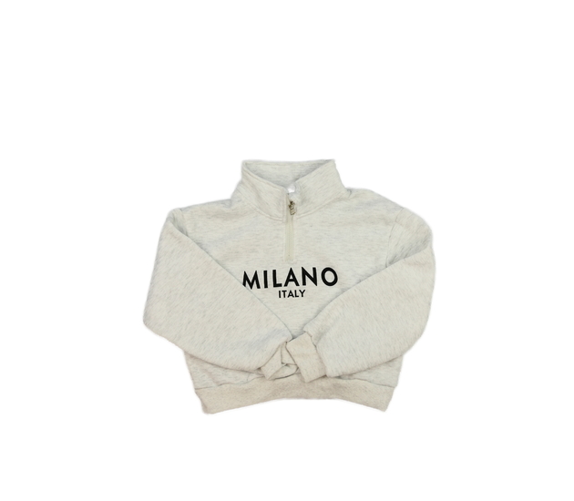 Šedá melírovaná crop mikina 